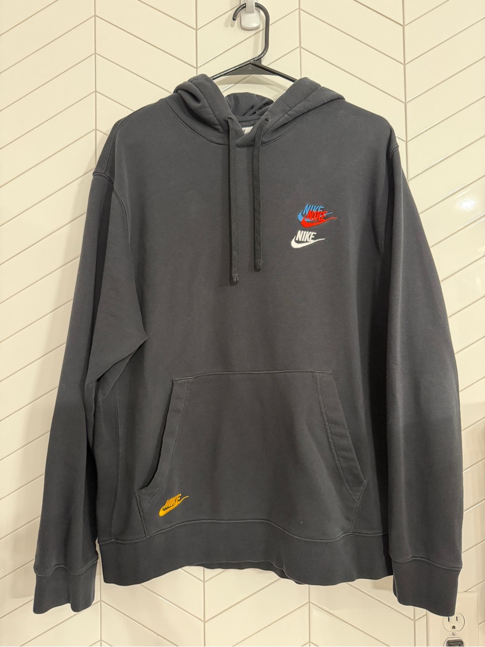 Nike Multi Swoosh Embroidered Black Hoodie Men’s Large DD4666-010
